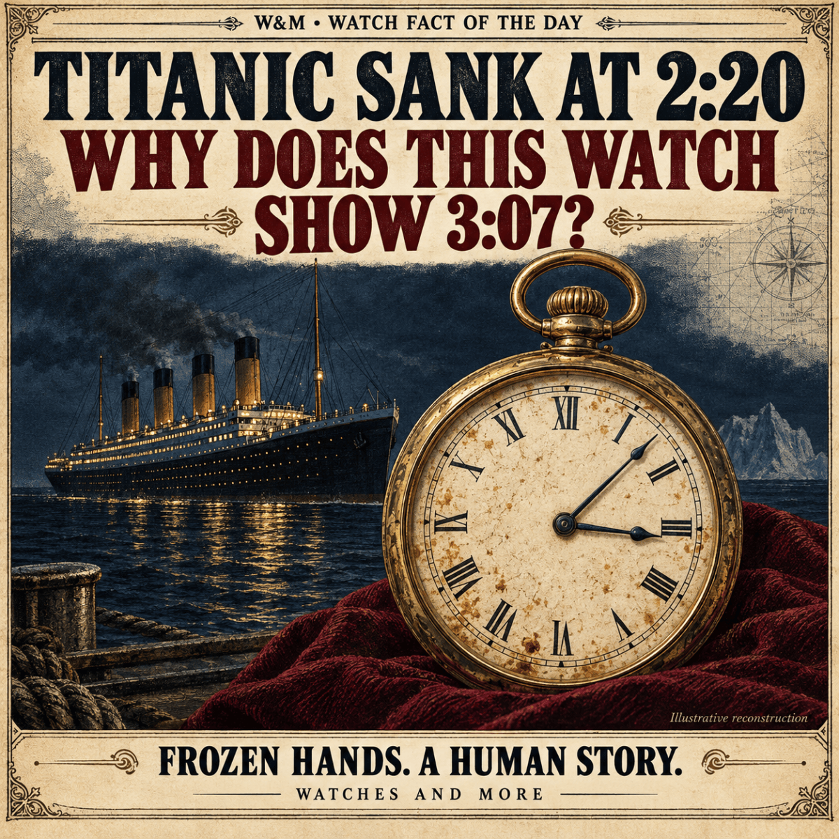 Watch Fact of the Day: Titanic Sank at 2:20—Why Does This Pocket Watch Show 3:07? ⌚🚢