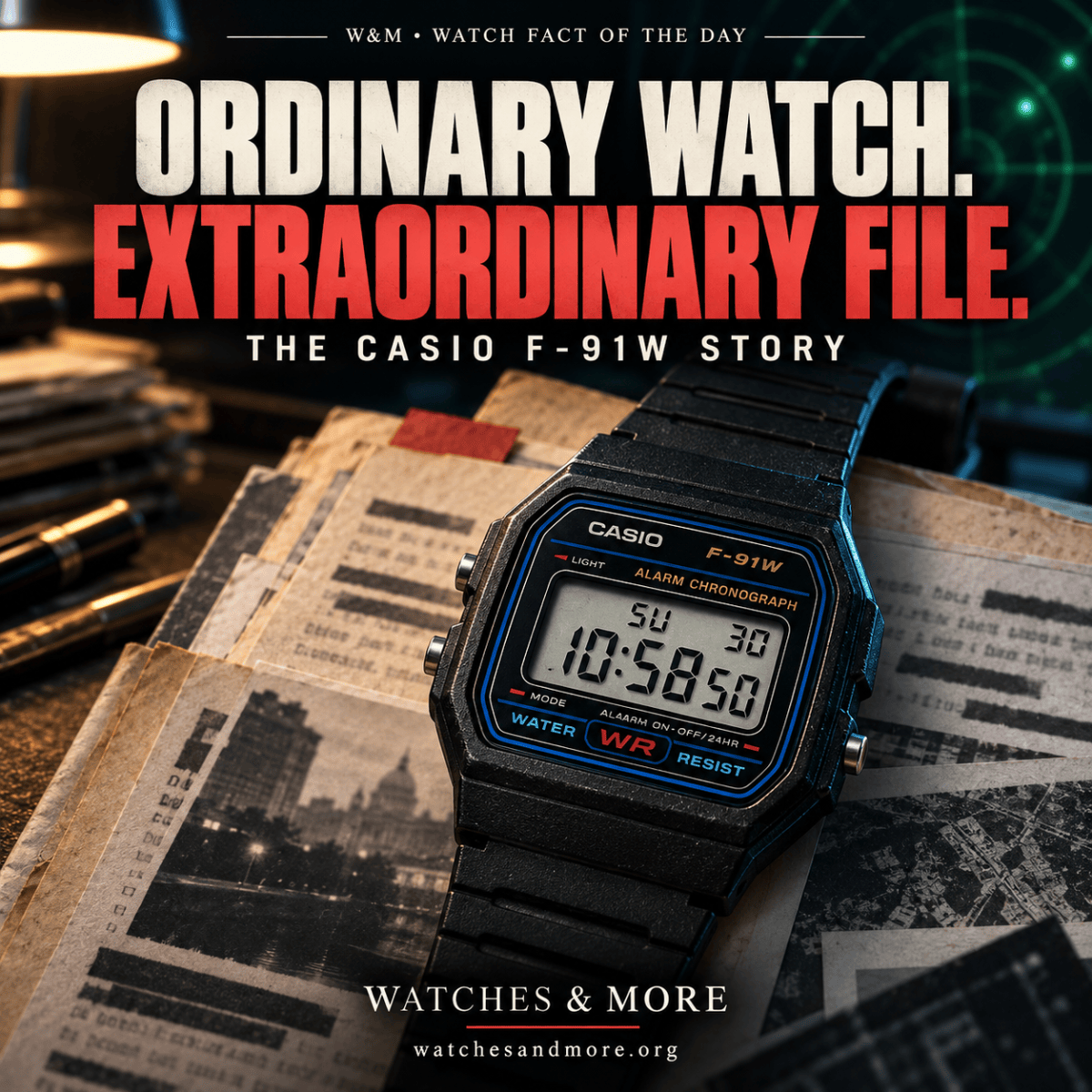 ⌚ Watch Fact of the Day: The Everyday Casio That Ended Up in Counter-Terrorism Files The F-91W became famous for simple, affordable timekeeping. Its appearance in intelligence assessments tells a much more complicated story. A black resin case. A familiar digital display. Three little buttons. The Casio F-91W looks like the opposite of expensive spy equipment. Yet this ordinary digital watch acquired an extraordinary association: it appeared in American counter-terrorism assessments involving detainees at Guantánamo Bay. NCPR News The surprising question is not what secret technology Casio put inside it. It is how a watch designed for everyday life became something intelligence analysts regarded as a clue. 🕵️ The Real Story Behind the Spy-File Hook A tempting headline asks: “Why did the CIA flag anyone buying this watch?” The documented story is narrower. NPR’s reporting on the Guantánamo files describes the F-91W appearing in detainee assessments and a threat-indicator guide. Officials associated it with alleged links to al-Qaida training and explosives activity. NCPR News That does not establish a blanket CIA programme flagging ordinary shoppers. The distinction makes the story more revealing: it concerns how analysts interpreted a common possession in a particular detention and intelligence context. ⌚ An Ordinary Watch With Useful Basics Casio dates the F-91W’s introduction to 1989. casio.com Its familiar package includes a daily alarm, stopwatch, light, and digital time-and-date display. Casio specifies accuracy of ±30 seconds per month. The standard model has a daily alarm and stopwatch; it does not offer a user countdown-timer mode. CASIO CANADA There is no need to imagine exotic technology to understand the watch’s everyday appeal. Its functions are straightforward and accessible. It is a small tool for ordinary routines. 📁 When a Watch Became a Clue The files’ association with explosives-related activity gave the F-91W a reputation far beyond its original purpose. But an intelligence indicator and proof of an individual’s conduct are different things. NPR’s reporting highlighted precisely that difficulty: deciding whether possession of the watch justified suspicion when the same product was widely available to ordinary people. NCPR News A familiar object can acquire a sinister association without that association describing everyone who owns it. That tension is the heart of this watch story. 🔎 A Model Number Mattered The distinction even appeared in court. In Sulayman v. Obama, a 2010 opinion discussed the government’s claim that a detainee possessed an F-91W. The court noted that the record did not establish which Casio model he had. It ultimately did not resolve that watch-model question, relying on other evidence when denying the petition. OpenJurist The episode illustrates why precision matters: even the difference between “a Casio” and “this particular Casio” could become part of a serious argument. 💡 Did You Know? The F-91W’s correct launch year is 1989, according to Casio itself. Its enduring design remains central to how the company presents the watch. Casio Classic Digital Watch For many owners, the appeal is immediate recognition: that little rectangular face looks like a watch they have known for years. ⭐ Why It Matters The F-91W’s unusual history connects watch design with a much larger question: how much can an everyday possession tell us about its owner? A product can be practical, popular, misused, and misunderstood. Those histories can coexist. For watch enthusiasts, the Casio remains interesting because so much cultural meaning has gathered around such a modest object. An everyday watch. An extraordinary paper trail. A reminder that context matters. ⌚📁 Discover more stories in the W&M Watch Fact Archive. Visit Watches & More and our companion site.